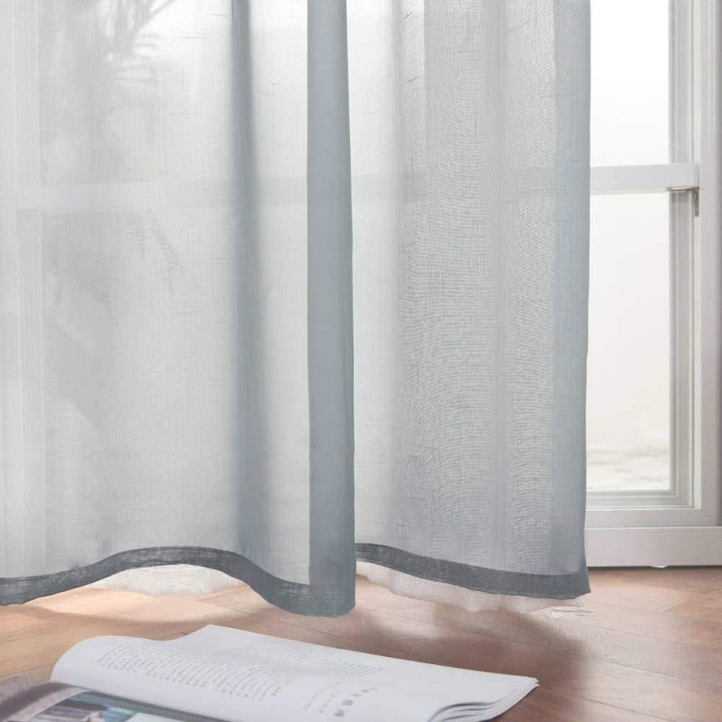 MIULEE Dark Grey Solid Sheer Curtains Elegant Grommet Window Voile Panels Drapes Treatment 2 Panels - Miulee
