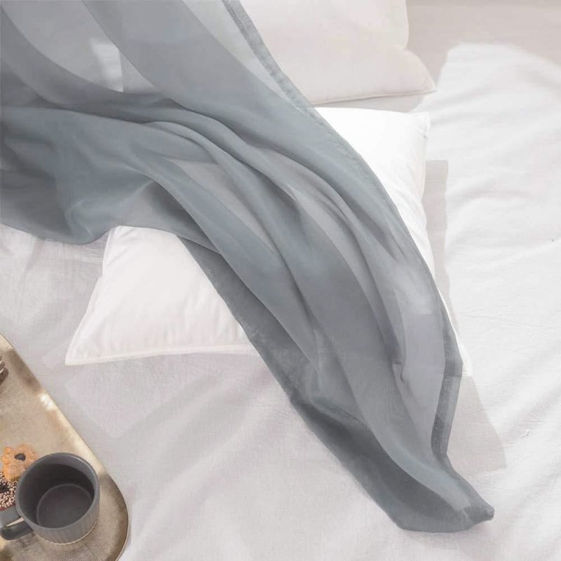 MIULEE Dark Grey Solid Sheer Curtains Elegant Grommet Window Voile Panels Drapes Treatment 2 Panels - Miulee