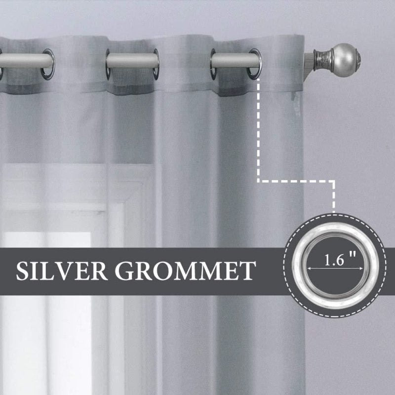 MIULEE Dark Grey Solid Sheer Curtains Elegant Grommet Window Voile Panels Drapes Treatment 2 Panels - Miulee