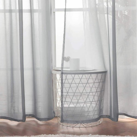 MIULEE Dark Grey Solid Sheer Curtains Elegant Grommet Window Voile Panels Drapes Treatment 2 Panels - Miulee