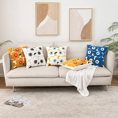 MIULEE Decorative Throw Pillow Covers with Embroidered Flower Square Boho Woven Soft Solid Pillowcases 2 Pack - Miulee