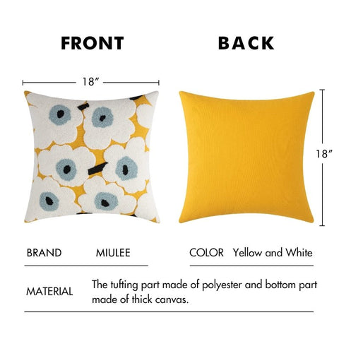 MIULEE Decorative Throw Pillow Covers with Embroidered Flower Square Boho Woven Soft Solid Pillowcases 2 Pack - Miulee