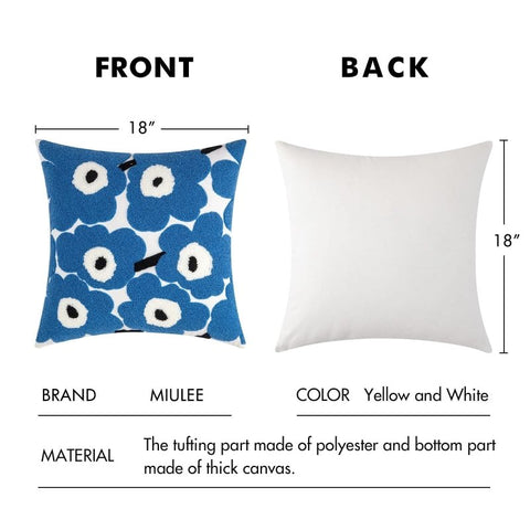 MIULEE Decorative Throw Pillow Covers with Embroidered Flower Square Boho Woven Soft Solid Pillowcases 2 Pack - Miulee