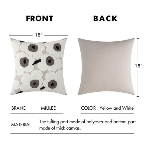 MIULEE Decorative Throw Pillow Covers with Embroidered Flower Square Boho Woven Soft Solid Pillowcases 2 Pack - Miulee