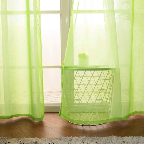 MIULEE Green Solid Sheer Curtains Elegant Grommet Window Voile Panels Drapes Treatment 2 Panels - Miulee