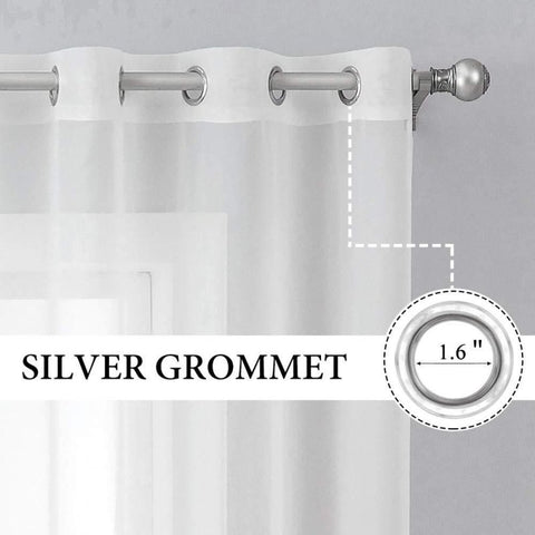 MIULEE Ivory Solid Sheer Curtains Elegant Grommet Window Voile Panels Drapes Treatment 2 Panels - Miulee