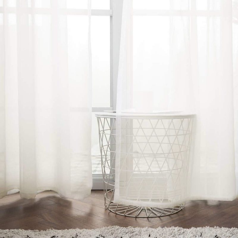 MIULEE Ivory Solid Sheer Curtains Elegant Grommet Window Voile Panels Drapes Treatment 2 Panels - Miulee