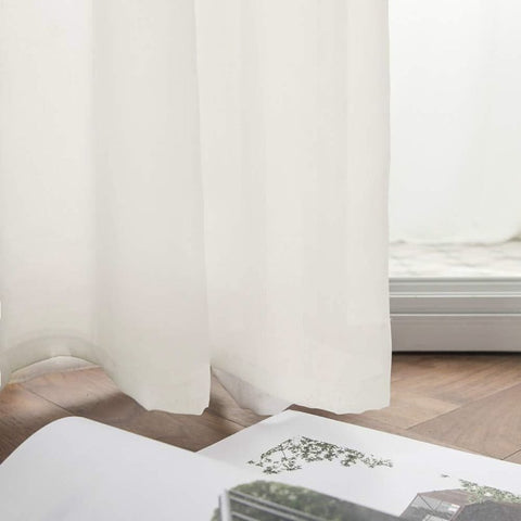 MIULEE Ivory Solid Sheer Curtains Elegant Grommet Window Voile Panels Drapes Treatment 2 Panels - Miulee