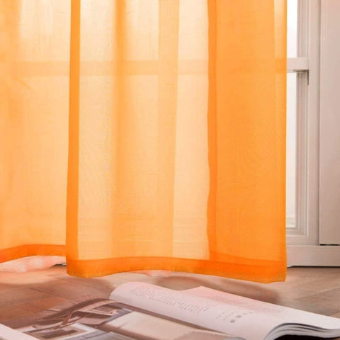MIULEE Orange Solid Sheer Curtains Elegant Grommet Window Voile Panels Drapes Treatment 2 Panels - Miulee