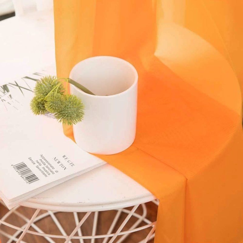 MIULEE Orange Solid Sheer Curtains Elegant Grommet Window Voile Panels Drapes Treatment 2 Panels - Miulee