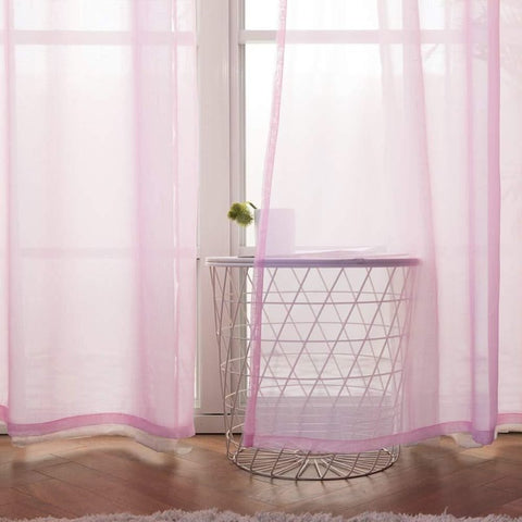 MIULEE Pink Solid Sheer Curtains Elegant Grommet Window Voile Panels Drapes Treatment 2 Panels - Miulee