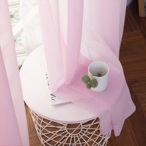 MIULEE Pink Solid Sheer Curtains Elegant Grommet Window Voile Panels Drapes Treatment 2 Panels - Miulee