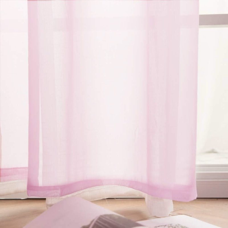 MIULEE Pink Solid Sheer Curtains Elegant Grommet Window Voile Panels Drapes Treatment 2 Panels - Miulee