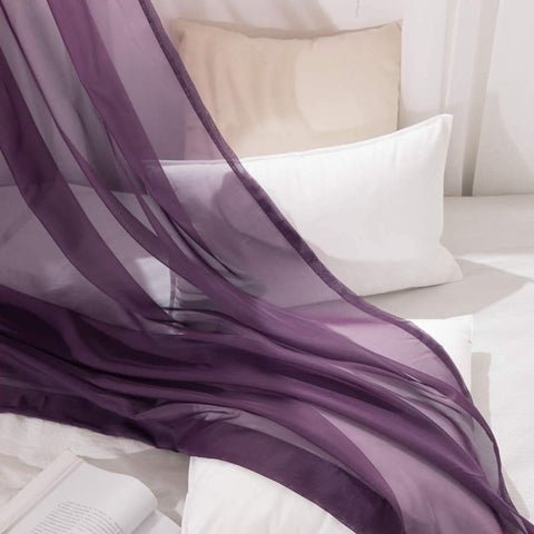 MIULEE Plum Purple Solid Sheer Curtains Elegant Grommet Window Voile Panels Drapes Treatment 2 Panels - Miulee