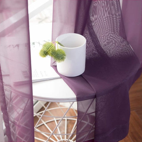 MIULEE Plum Purple Solid Sheer Curtains Elegant Grommet Window Voile Panels Drapes Treatment 2 Panels - Miulee