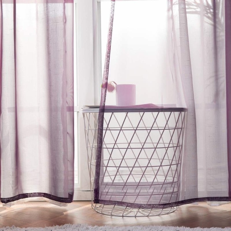 MIULEE Plum Purple Solid Sheer Curtains Elegant Grommet Window Voile Panels Drapes Treatment 2 Panels - Miulee