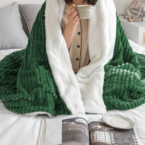 MIULEE Sherpa Blanket - 50 X 60 Inch Fleece Blankets and Throws - Lightweight Warm Soft Stripe Flannel Blanket Perfect for Bed 1 Pack - Miulee