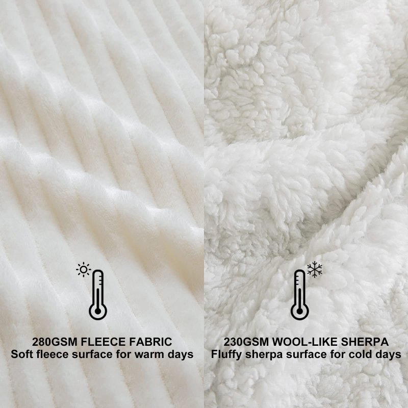 MIULEE Sherpa Blanket - 50 X 60 Inch Fleece Blankets and Throws - Lightweight Warm Soft Stripe Flannel Blanket Perfect for Bed 1 Pack - Miulee