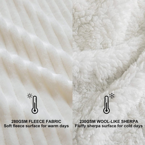MIULEE Sherpa Blanket - 50 X 60 Inch Fleece Blankets and Throws - Lightweight Warm Soft Stripe Flannel Blanket Perfect for Bed 1 Pack - Miulee