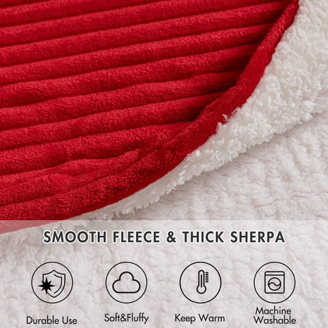 MIULEE Sherpa Blanket - 50 X 60 Inch Fleece Blankets and Throws - Lightweight Warm Soft Stripe Flannel Blanket Perfect for Bed 1 Pack - Miulee