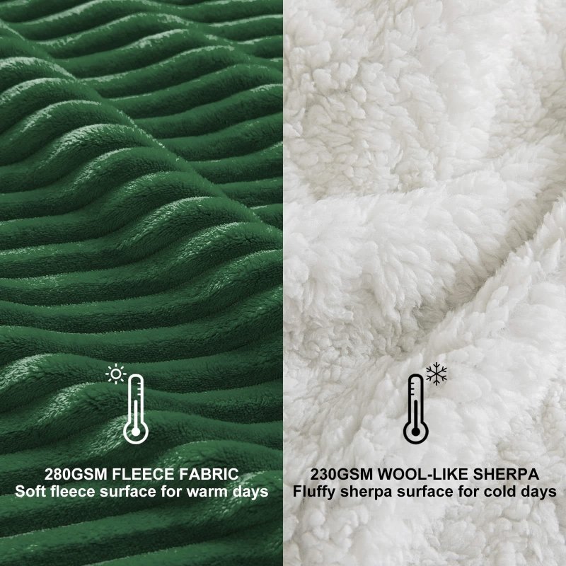 MIULEE Sherpa Blanket - 50 X 60 Inch Fleece Blankets and Throws - Lightweight Warm Soft Stripe Flannel Blanket Perfect for Bed 1 Pack - Miulee