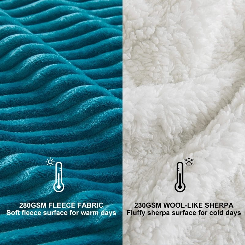 MIULEE Sherpa Blanket - 50 X 60 Inch Fleece Blankets and Throws - Lightweight Warm Soft Stripe Flannel Blanket Perfect for Bed 1 Pack - Miulee
