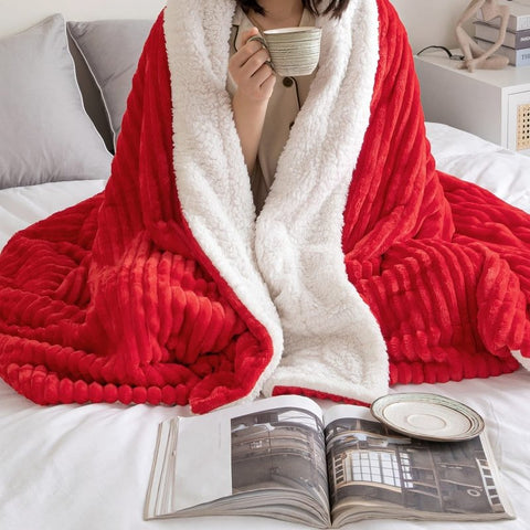MIULEE Sherpa Blanket - 50 X 60 Inch Fleece Blankets and Throws - Lightweight Warm Soft Stripe Flannel Blanket Perfect for Bed 1 Pack - Miulee