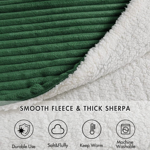 MIULEE Sherpa Blanket - 50 X 60 Inch Fleece Blankets and Throws - Lightweight Warm Soft Stripe Flannel Blanket Perfect for Bed 1 Pack - Miulee