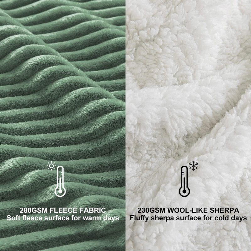 MIULEE Sherpa Blanket - 50 X 60 Inch Fleece Blankets and Throws - Lightweight Warm Soft Stripe Flannel Blanket Perfect for Bed 1 Pack - Miulee