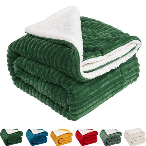 MIULEE Sherpa Blanket - 50 X 60 Inch Fleece Blankets and Throws - Lightweight Warm Soft Stripe Flannel Blanket Perfect for Bed 1 Pack - Miulee
