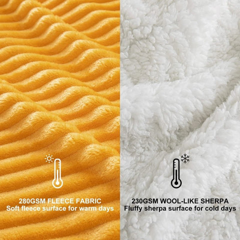 MIULEE Sherpa Blanket - 50 X 60 Inch Fleece Blankets and Throws - Lightweight Warm Soft Stripe Flannel Blanket Perfect for Bed 1 Pack - Miulee