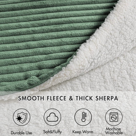MIULEE Sherpa Blanket - 50 X 60 Inch Fleece Blankets and Throws - Lightweight Warm Soft Stripe Flannel Blanket Perfect for Bed 1 Pack - Miulee