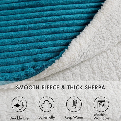 MIULEE Sherpa Blanket - 50 X 60 Inch Fleece Blankets and Throws - Lightweight Warm Soft Stripe Flannel Blanket Perfect for Bed 1 Pack - Miulee