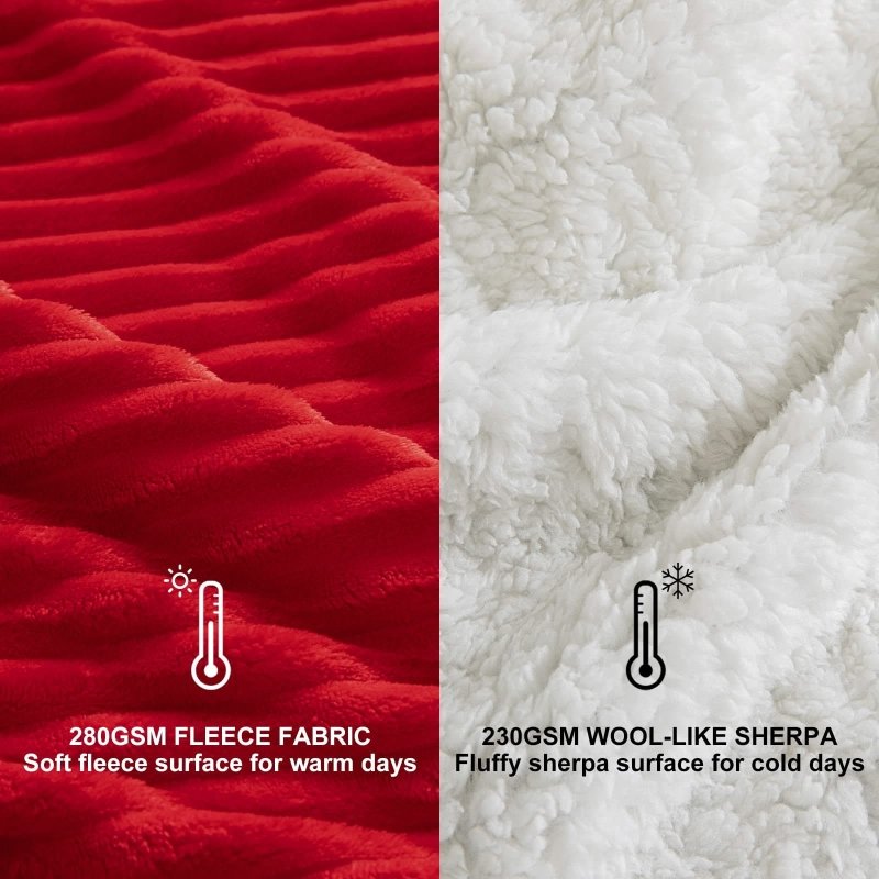 MIULEE Sherpa Blanket - 50 X 60 Inch Fleece Blankets and Throws - Lightweight Warm Soft Stripe Flannel Blanket Perfect for Bed 1 Pack - Miulee