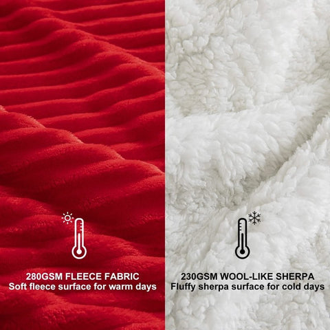 MIULEE Sherpa Blanket - 50 X 60 Inch Fleece Blankets and Throws - Lightweight Warm Soft Stripe Flannel Blanket Perfect for Bed 1 Pack - Miulee
