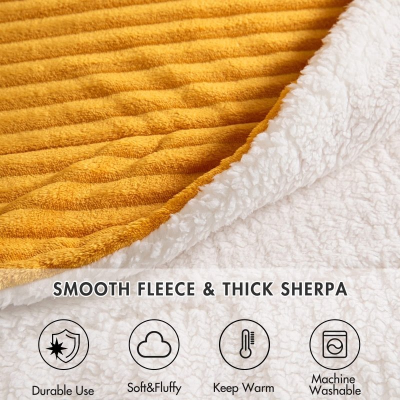 MIULEE Sherpa Blanket - 50 X 60 Inch Fleece Blankets and Throws - Lightweight Warm Soft Stripe Flannel Blanket Perfect for Bed 1 Pack - Miulee