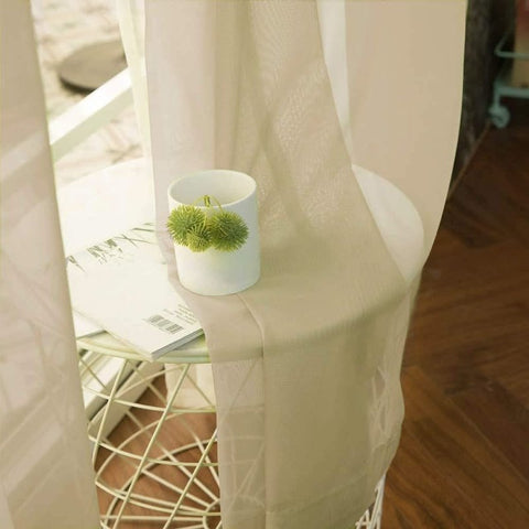 MIULEE Solid Sheer Curtains Elegant Grommet Window Voile Panels Drapes Treatment 2 Panels - Miulee