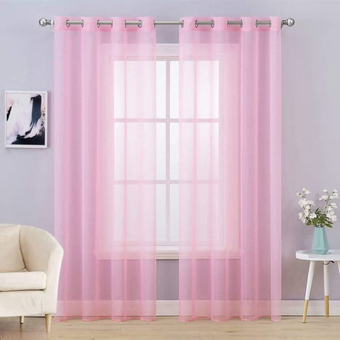 MIULEE Solid Sheer Curtains Elegant Grommet Window Voile Panels Drapes Treatment 2 Panels - Miulee