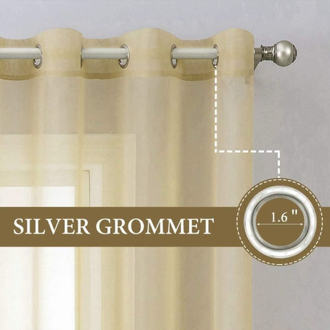 MIULEE Solid Sheer Curtains Elegant Grommet Window Voile Panels Drapes Treatment 2 Panels - Miulee