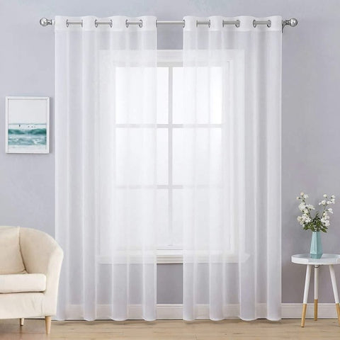 MIULEE Solid Sheer Curtains Elegant Grommet Window Voile Panels Drapes Treatment 2 Panels - Miulee