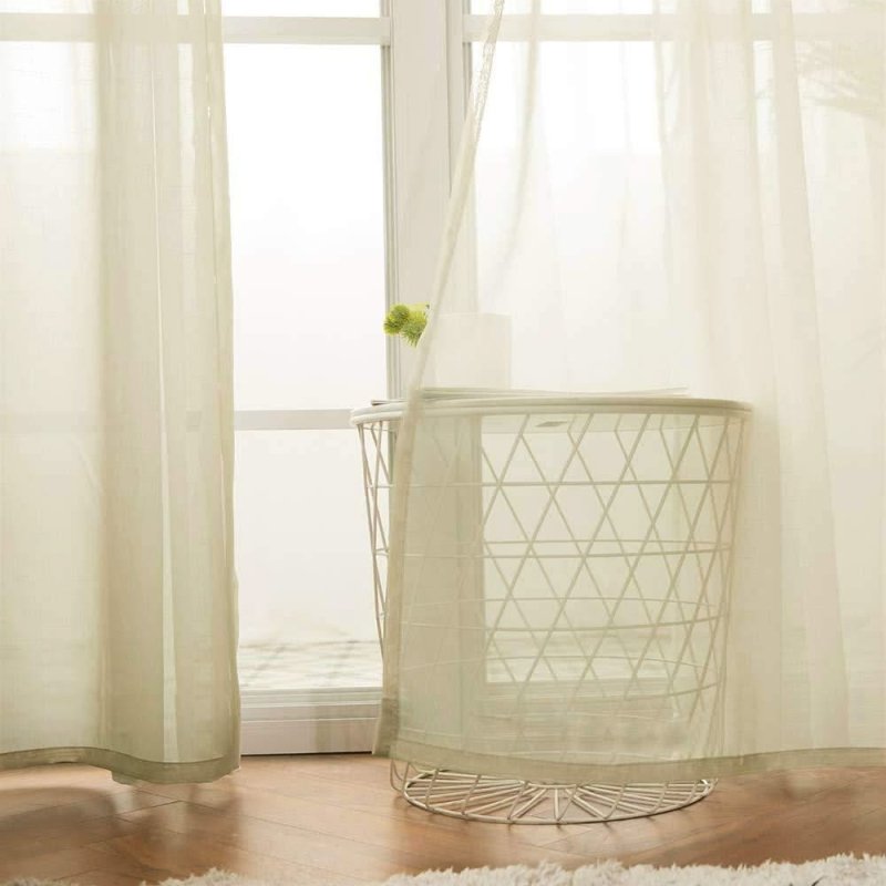 MIULEE Solid Sheer Curtains Elegant Grommet Window Voile Panels Drapes Treatment 2 Panels - Miulee
