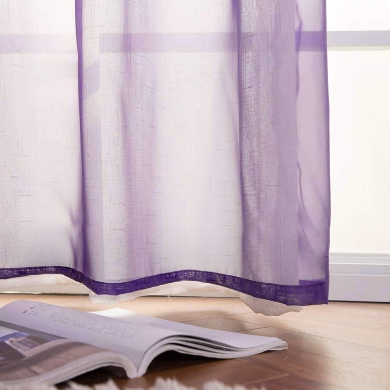 MIULEE Solid Sheer Curtains Elegant Grommet Window Voile Panels Drapes Treatment 2 Panels - Miulee