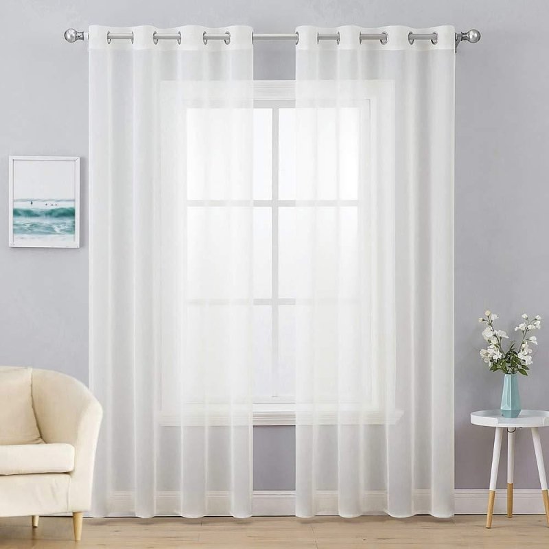 MIULEE Solid Sheer Curtains Elegant Grommet Window Voile Panels Drapes Treatment 2 Panels - Miulee