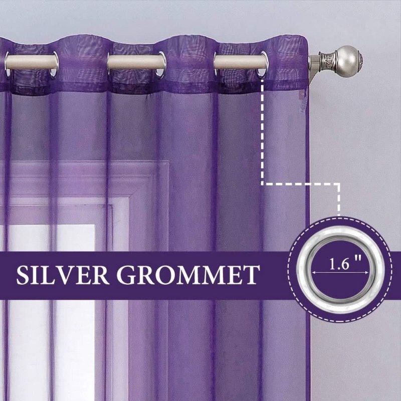 MIULEE Solid Sheer Curtains Elegant Grommet Window Voile Panels Drapes Treatment 2 Panels - Miulee