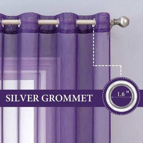MIULEE Solid Sheer Curtains Elegant Grommet Window Voile Panels Drapes Treatment 2 Panels - Miulee
