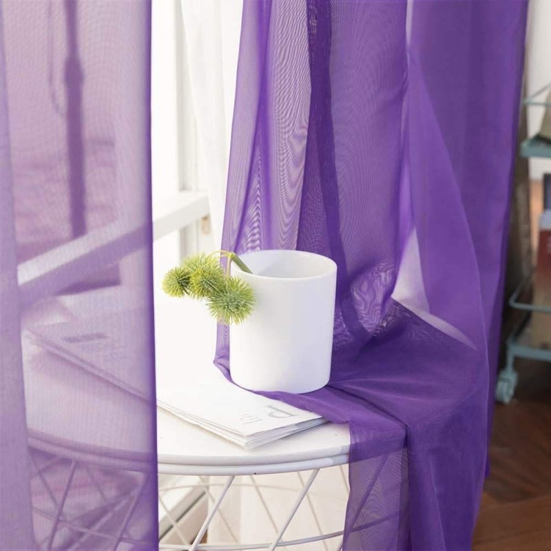 MIULEE Solid Sheer Curtains Elegant Grommet Window Voile Panels Drapes Treatment 2 Panels - Miulee
