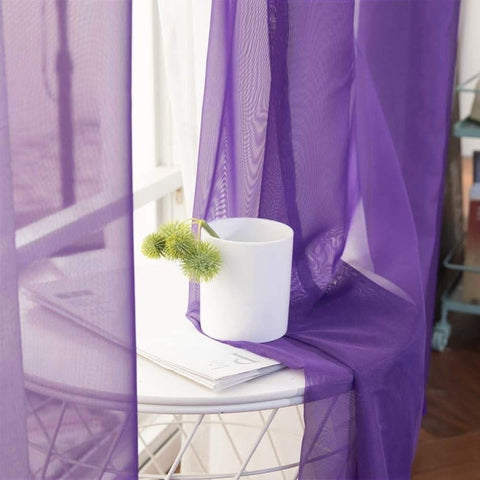 MIULEE Solid Sheer Curtains Elegant Grommet Window Voile Panels Drapes Treatment 2 Panels - Miulee