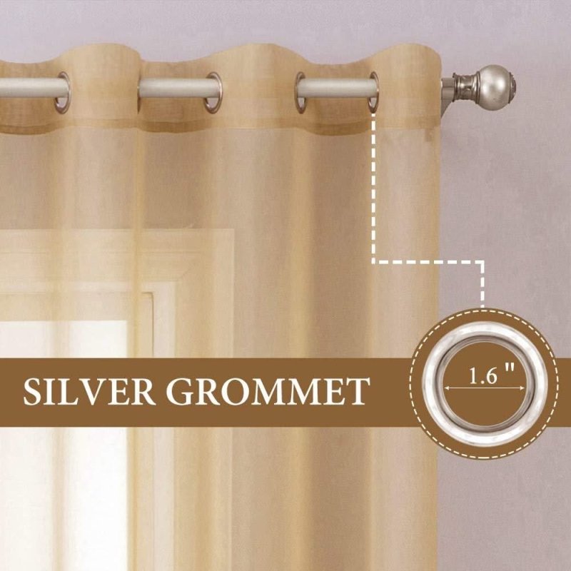 MIULEE Taupe Brown Solid Sheer Curtains Elegant Grommet Window Voile Panels Drapes Treatment 2 Panels - Miulee