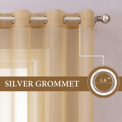 MIULEE Taupe Brown Solid Sheer Curtains Elegant Grommet Window Voile Panels Drapes Treatment 2 Panels - Miulee