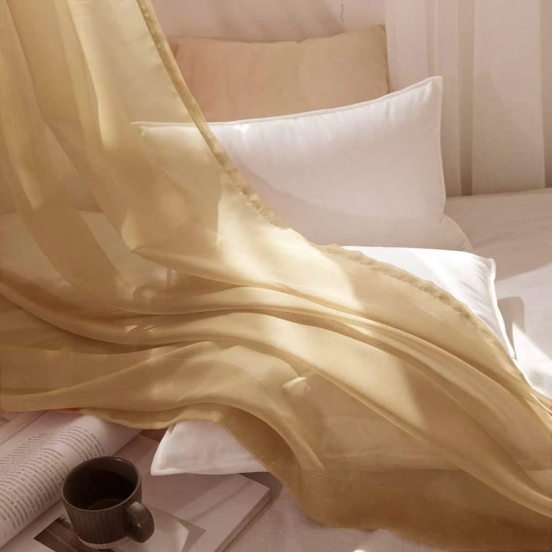 MIULEE Taupe Brown Solid Sheer Curtains Elegant Grommet Window Voile Panels Drapes Treatment 2 Panels - Miulee